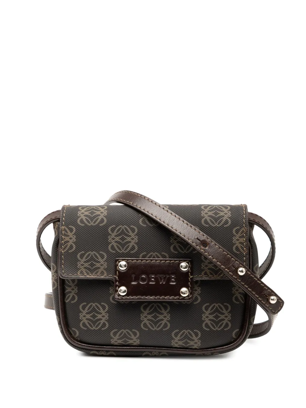 Loewe Pre-Owned 2010-2025 ミニ アナグラム コーテッドキャンバス ショルダーバッグ - ブラウン
