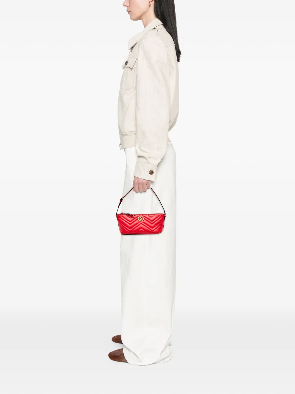 GUCCI Pre-owned 2016-2025 Gg Marmont Matelasse Leather Shoulder Bag In Red