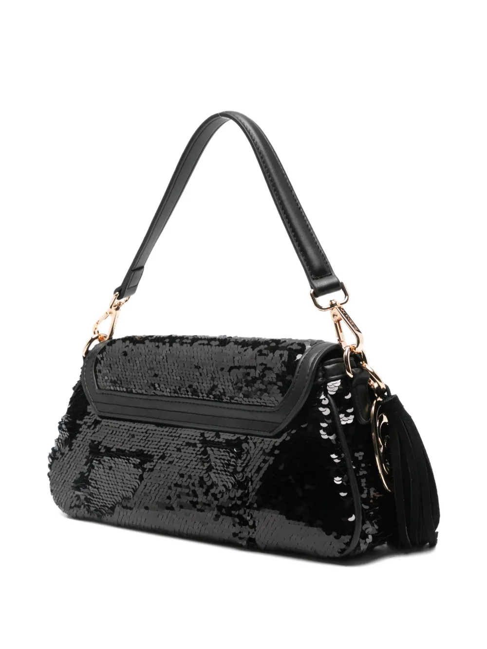 La Carrie Night Edition Sequined Shoulder Bag In Black