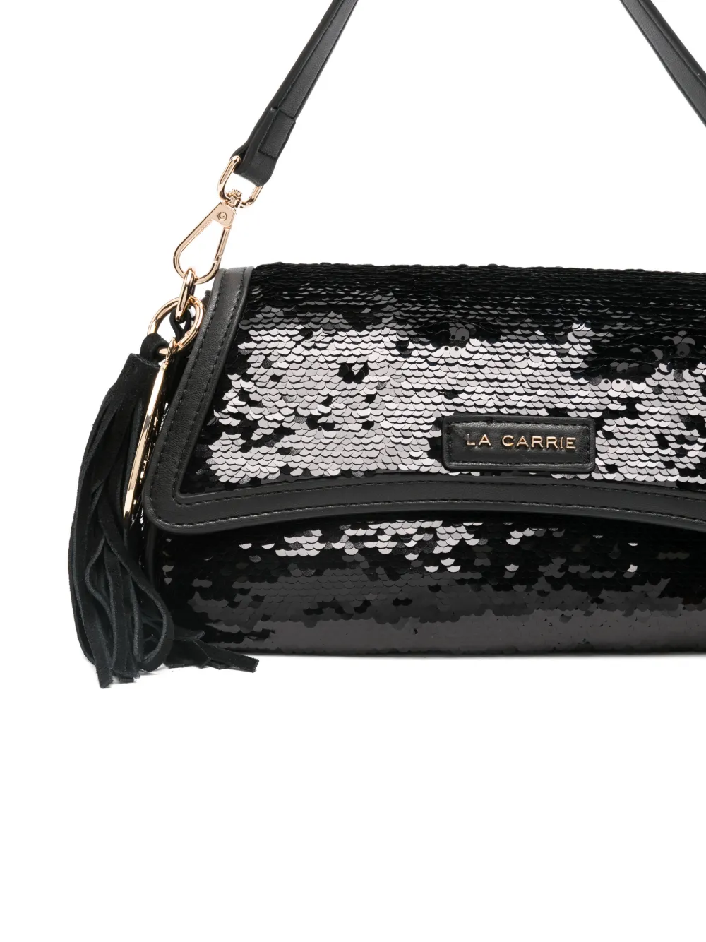 La Carrie Night Edition Sequined Shoulder Bag In Black