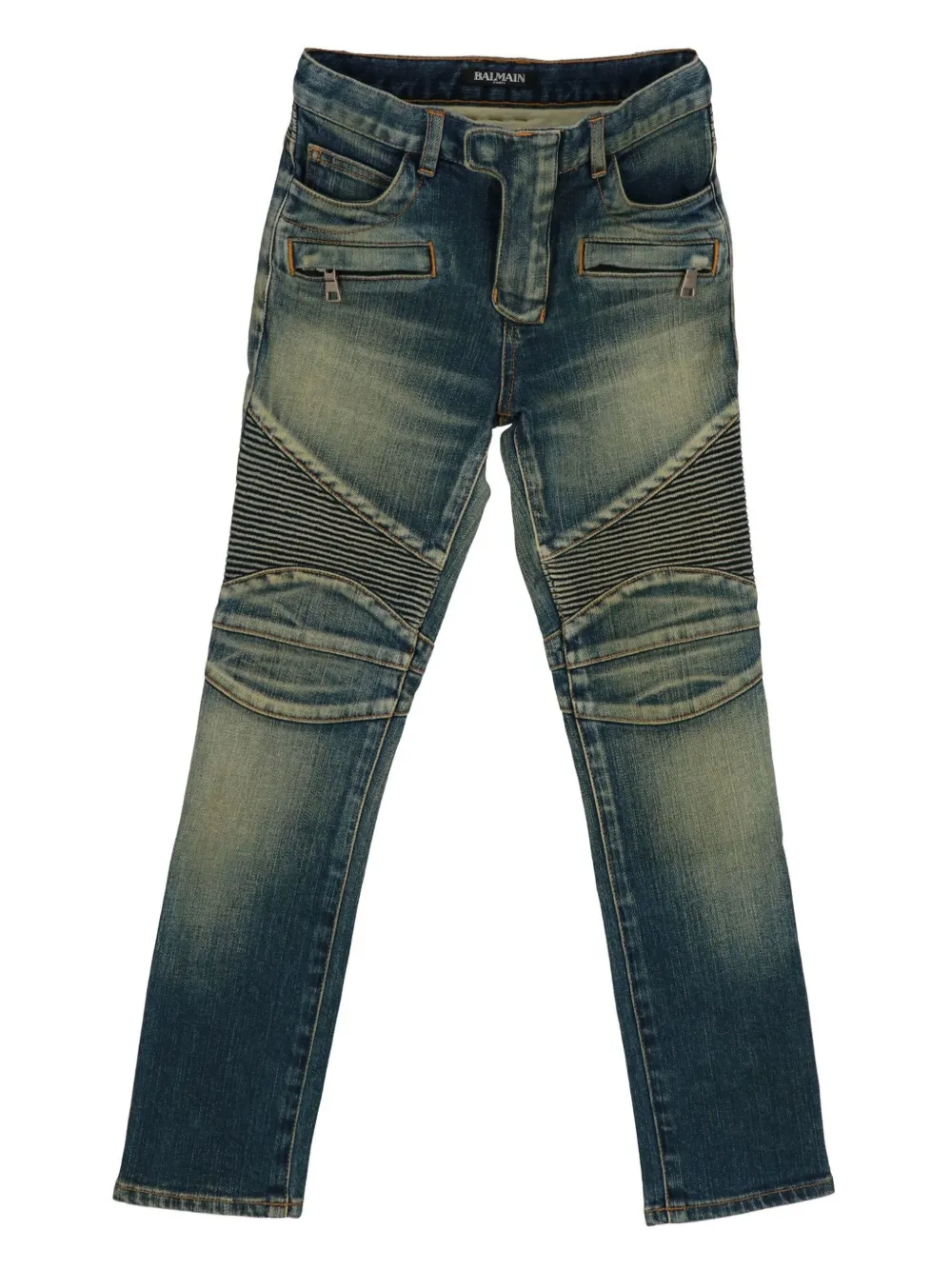 Balmain Kids five-pocket panelled jeans - ブルー