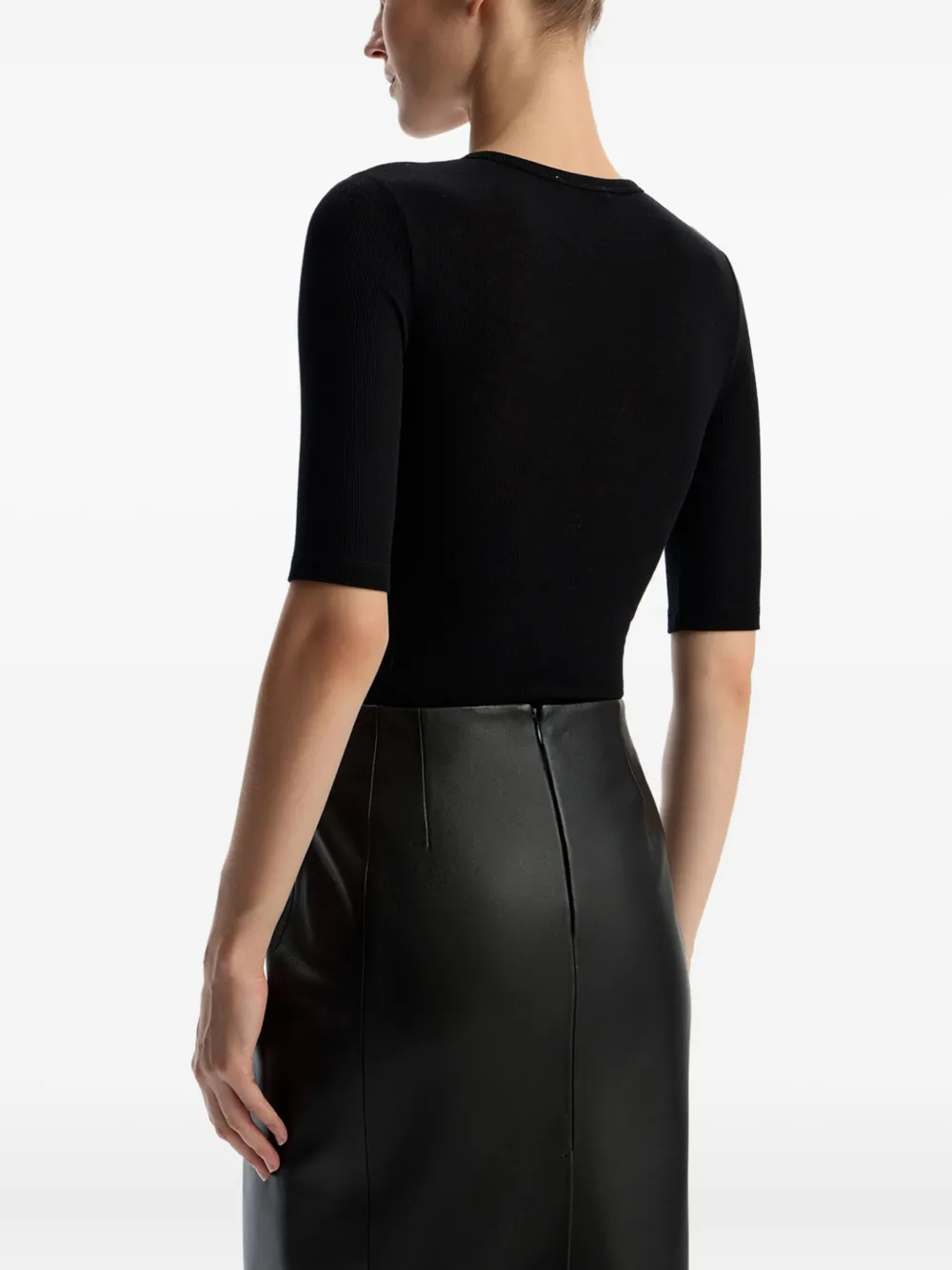 12 Storeez Button-detail Bodysuit In Black