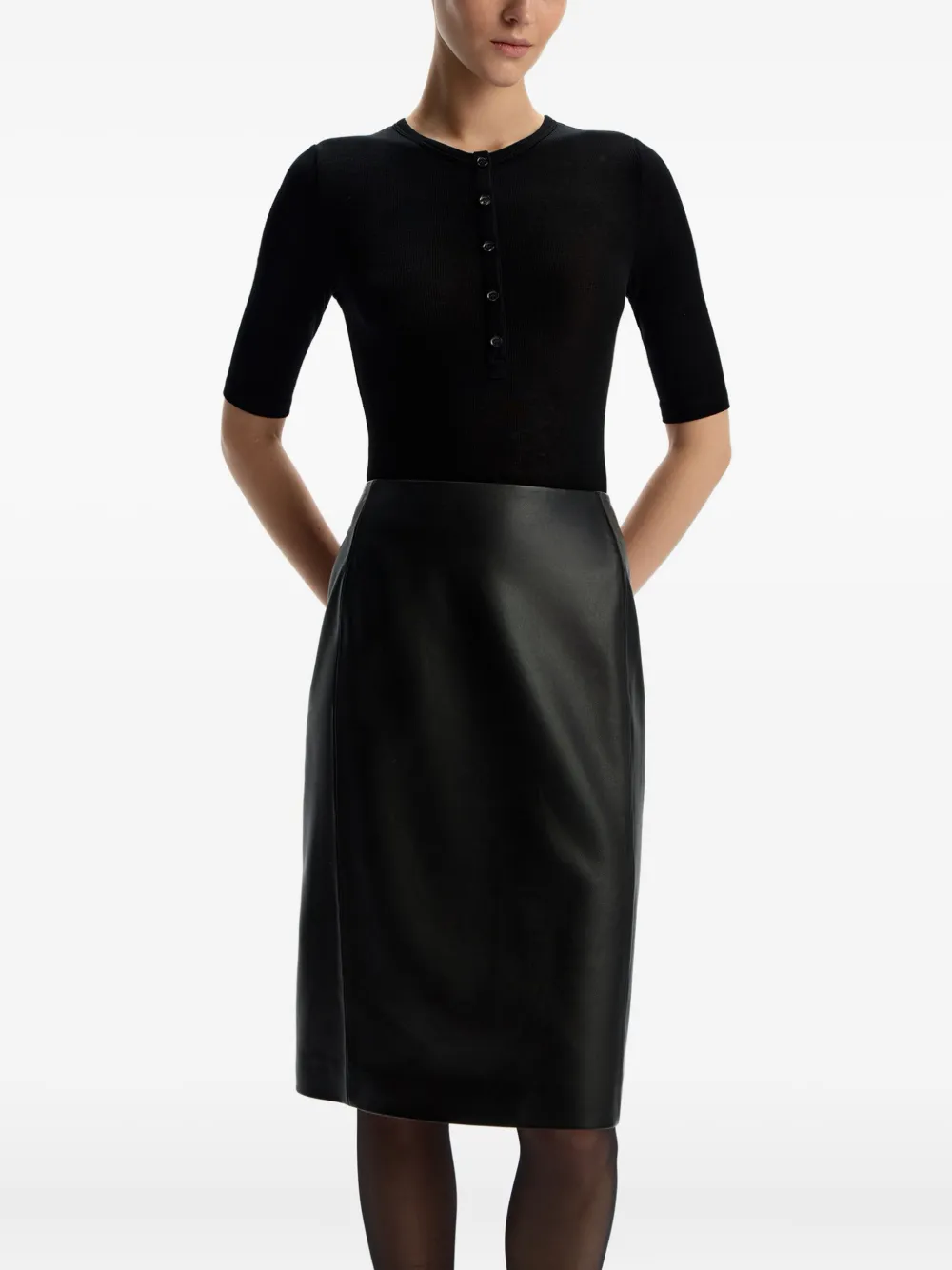 12 Storeez Button-detail Bodysuit In Black