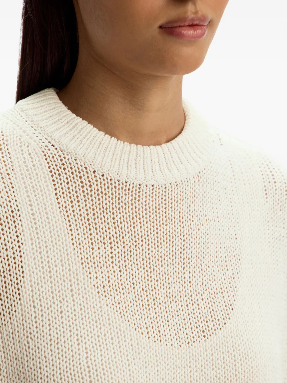 12 Storeez Cotton Crew-neck Sweater In Neutral