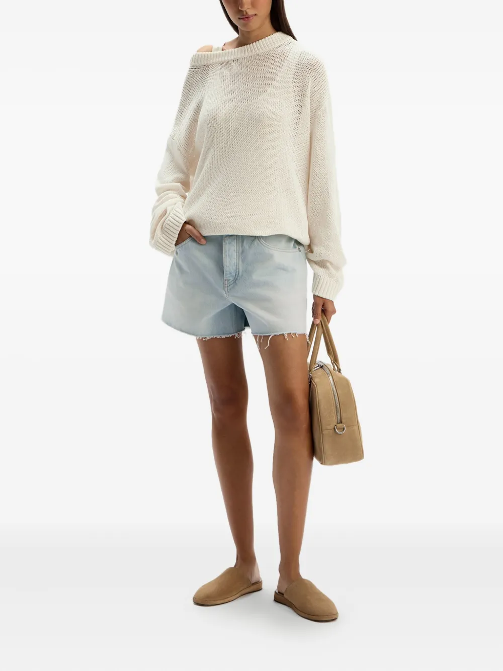 12 Storeez Cotton Crew-neck Sweater In Neutral