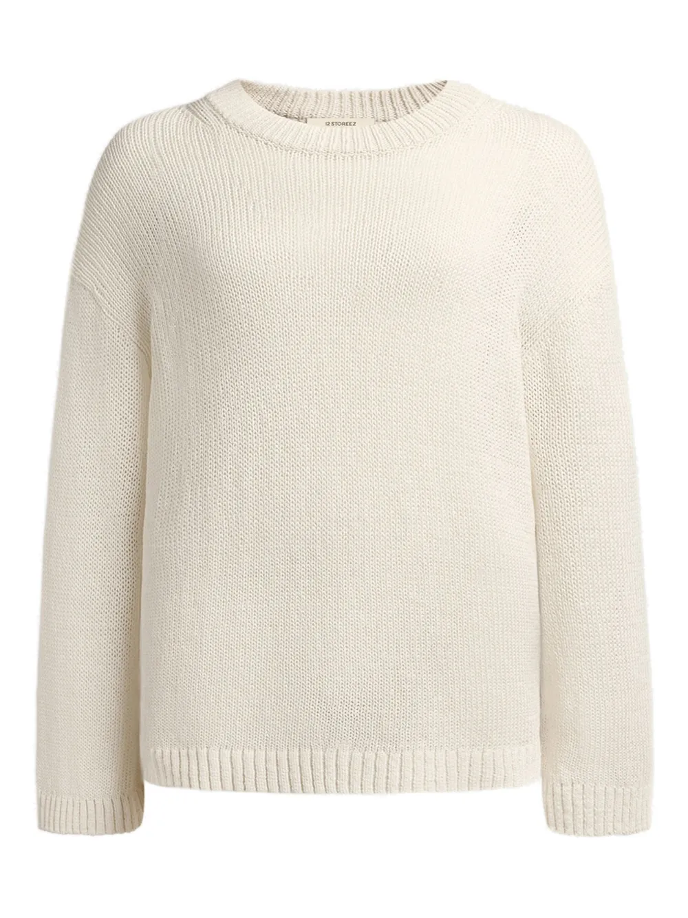 12 Storeez Cotton Crew-neck Sweater In Neutral
