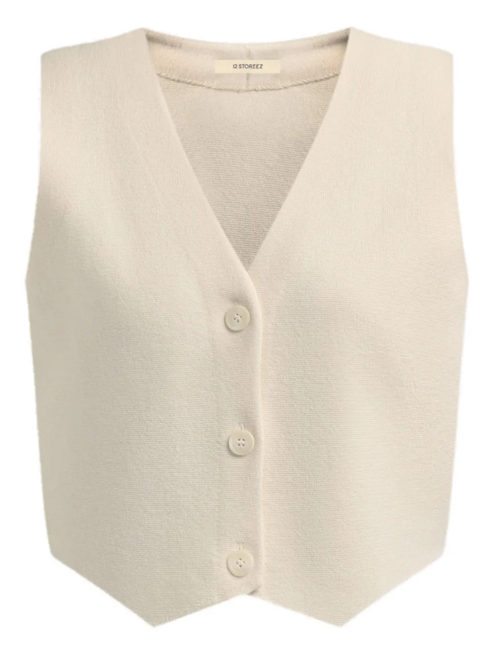 12 Storeez V-neck Knitted Vest In Neutral