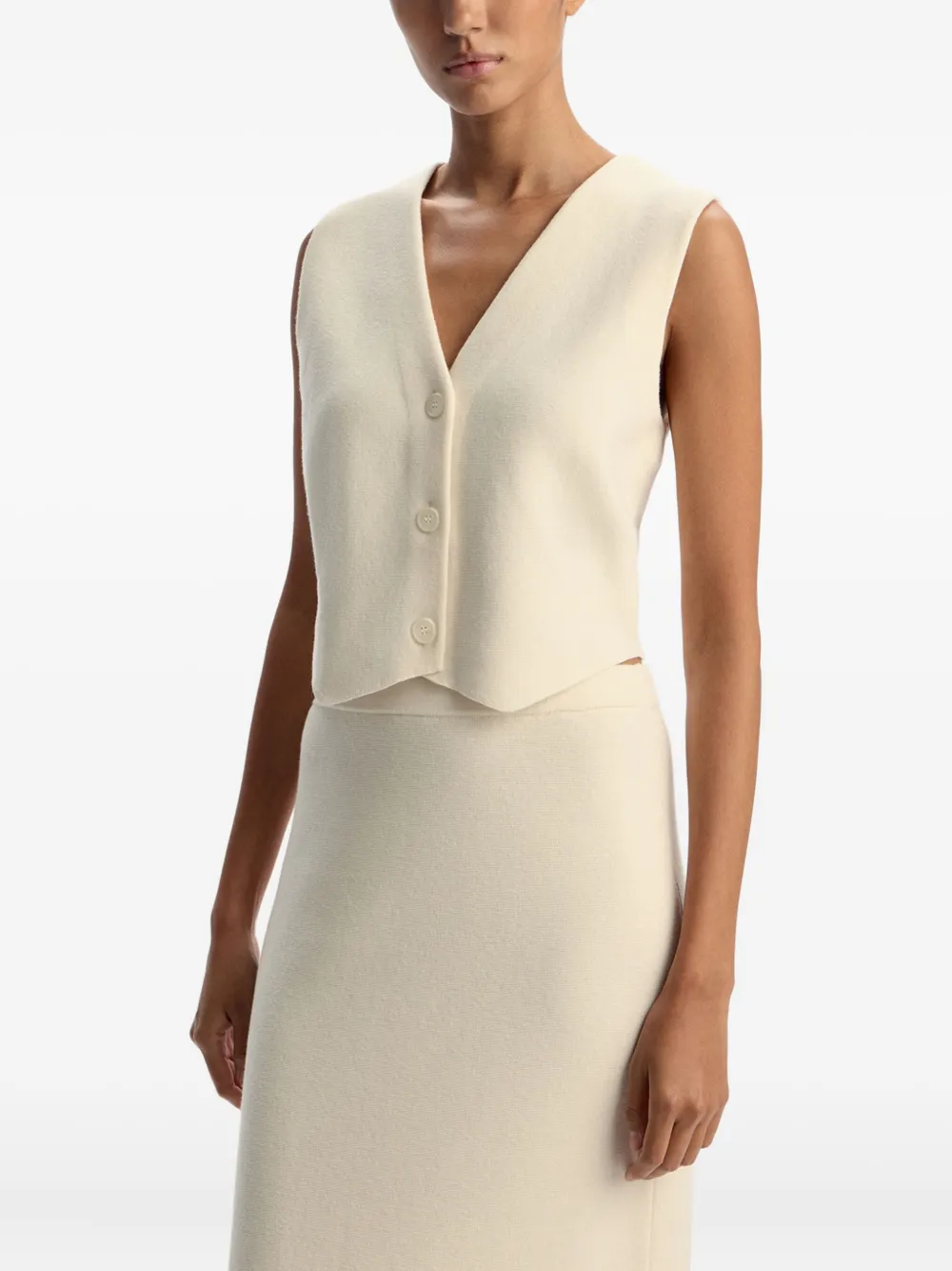 12 Storeez V-neck Knitted Vest In Neutral