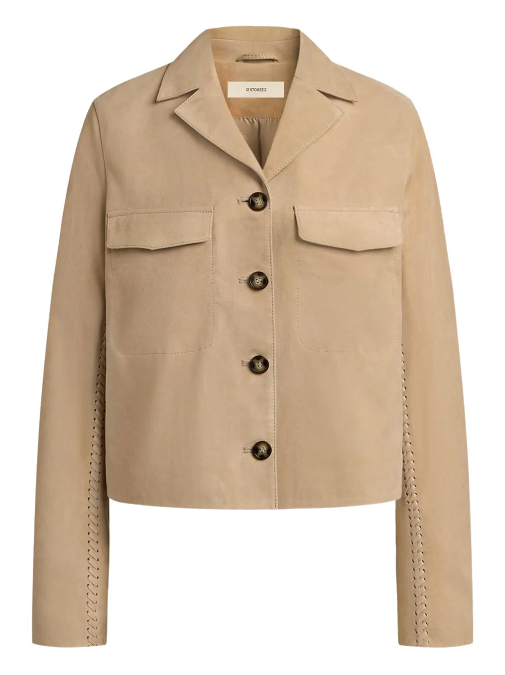 12 STOREEZ lacing-detail suede jacket | Neutrals | Image 1