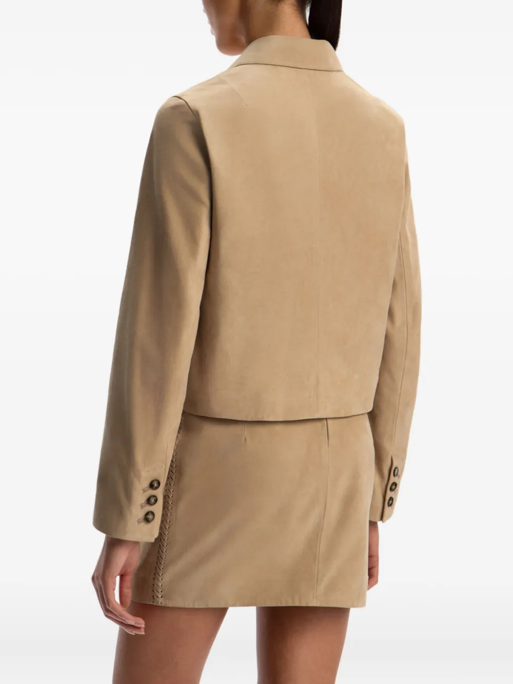 12 Storeez Lacing-detail Suede Jacket In Neutral