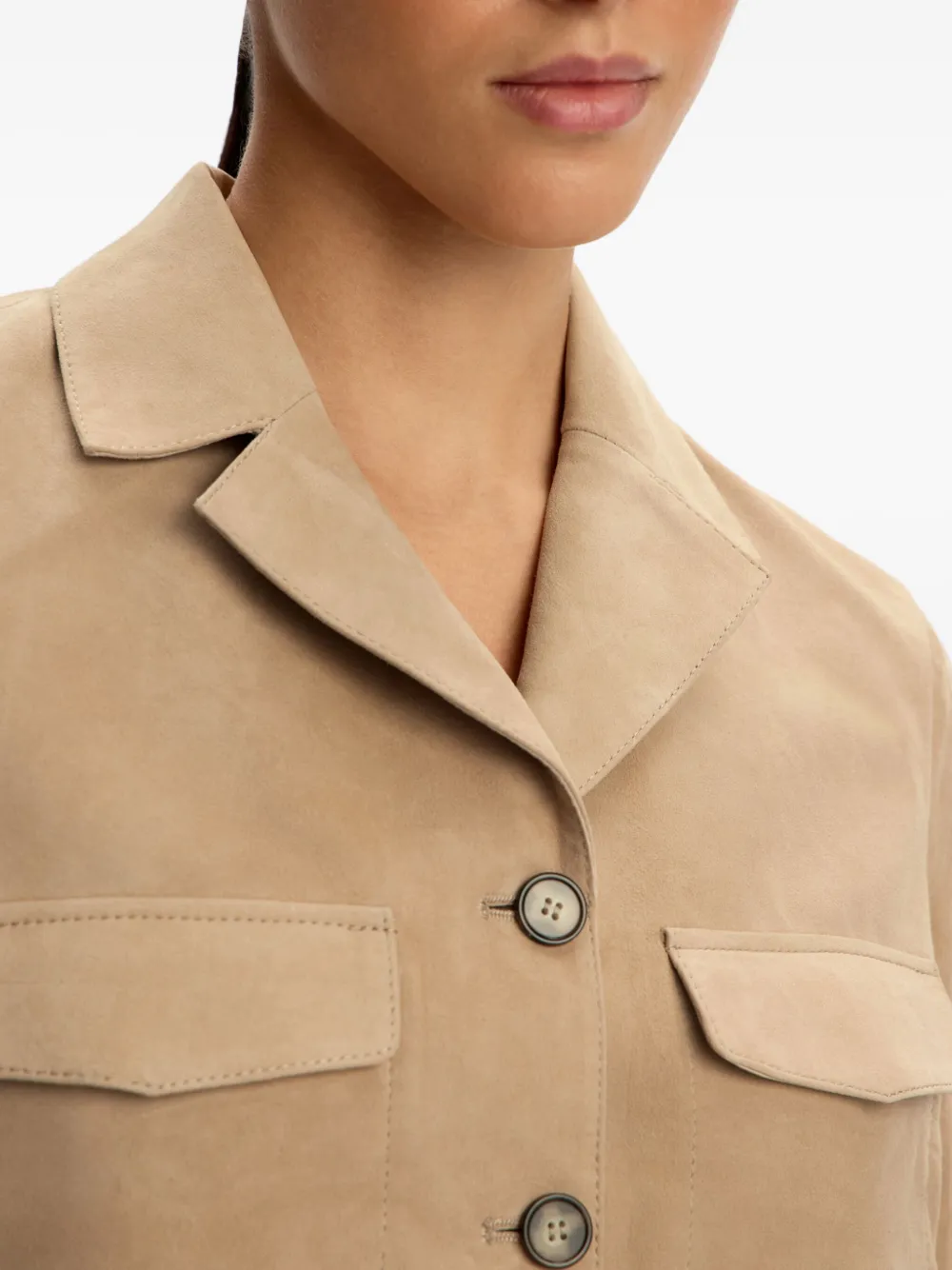 12 Storeez Lacing-detail Suede Jacket In Neutral