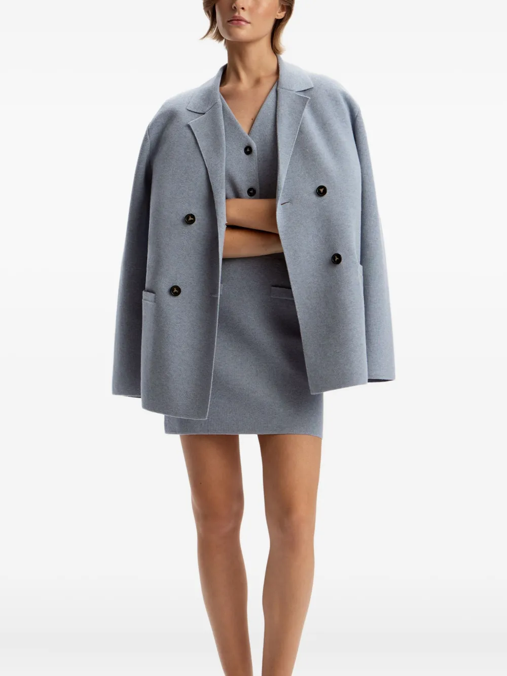 12 STOREEZ Gebreide blazer Blauw