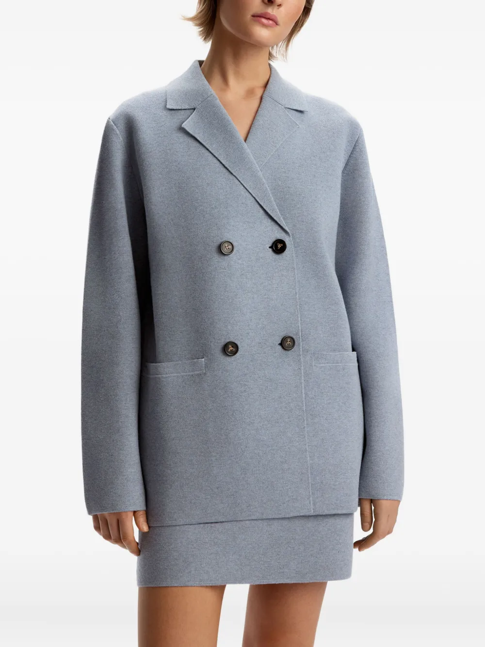 12 STOREEZ Gebreide blazer Blauw