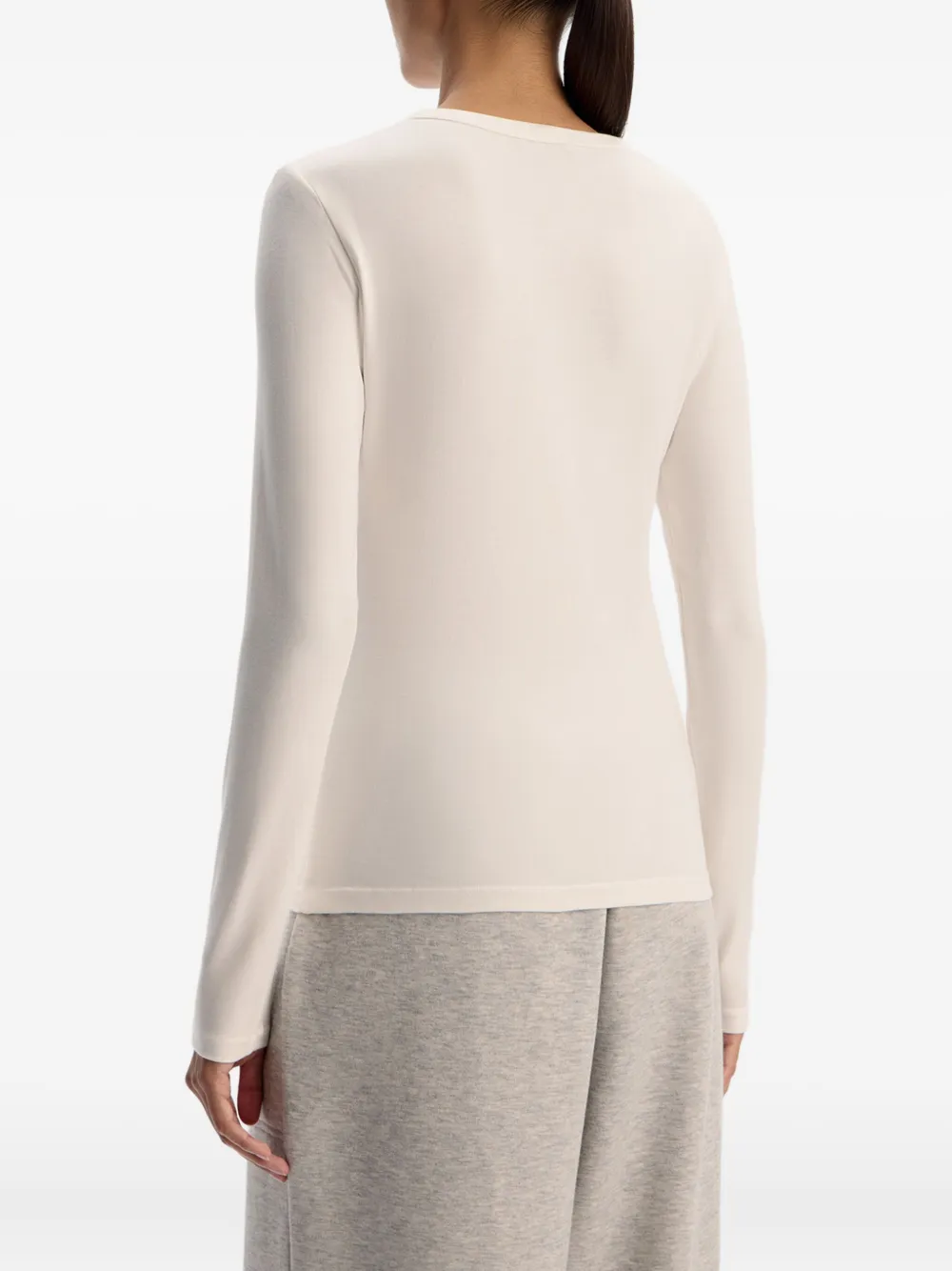 12 Storeez Henley-neck Blouse In White