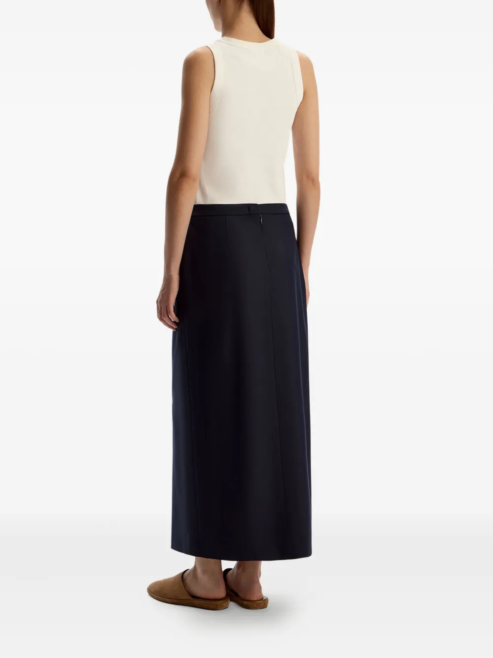 12 Storeez Asymmetric Faux-wrap Midi Skirt In Black