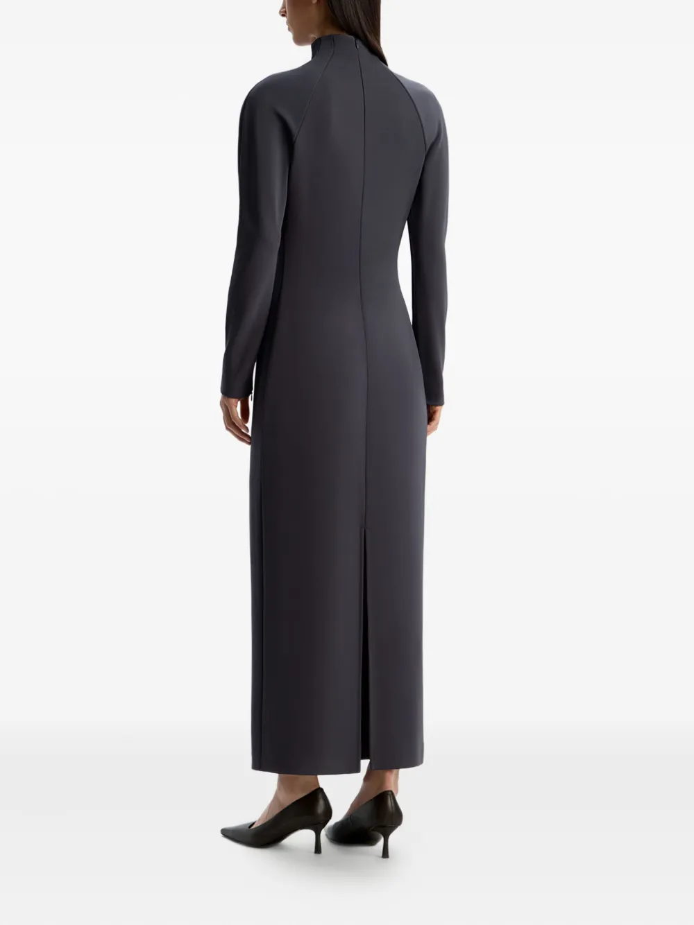 12 Storeez High-neck Crêpe Maxi Dress In Gray