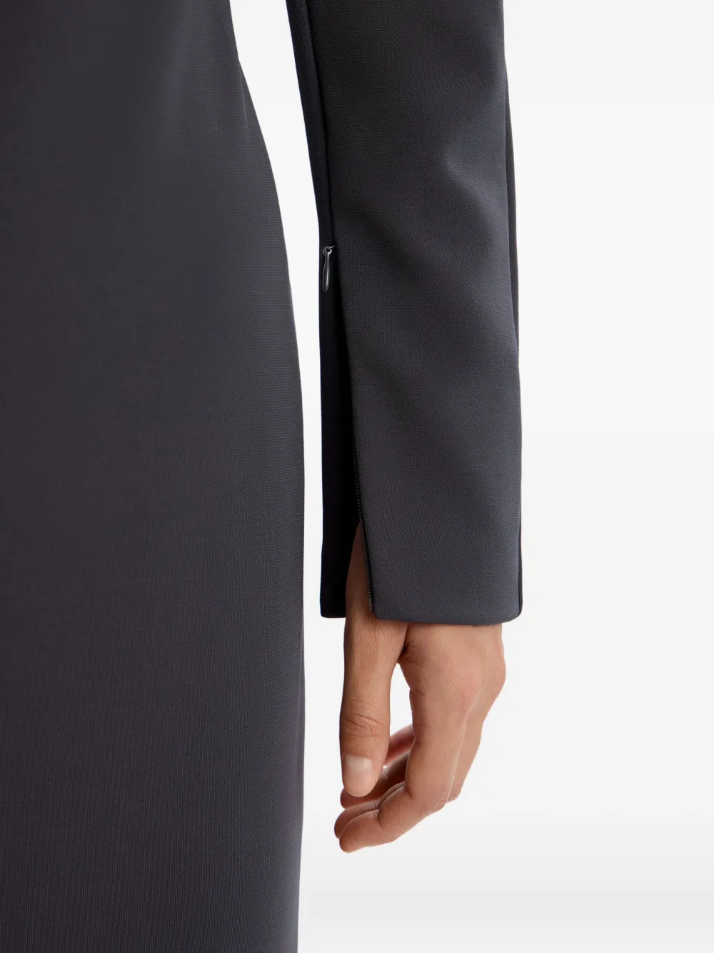 12 Storeez High-neck Crêpe Maxi Dress In Gray