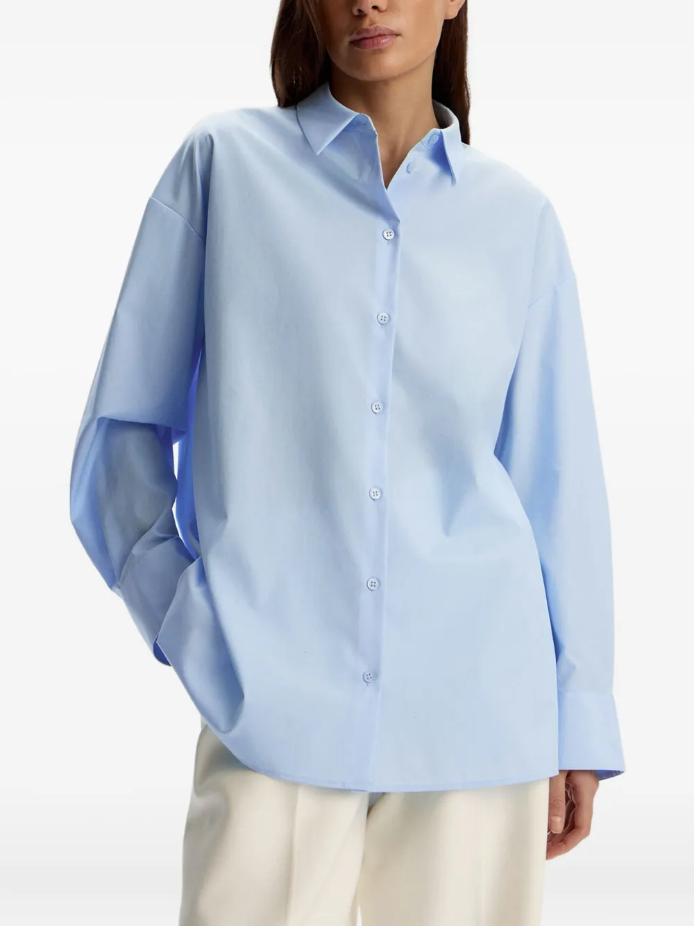 12 Storeez Mercerised-cotton Shirt In Blue