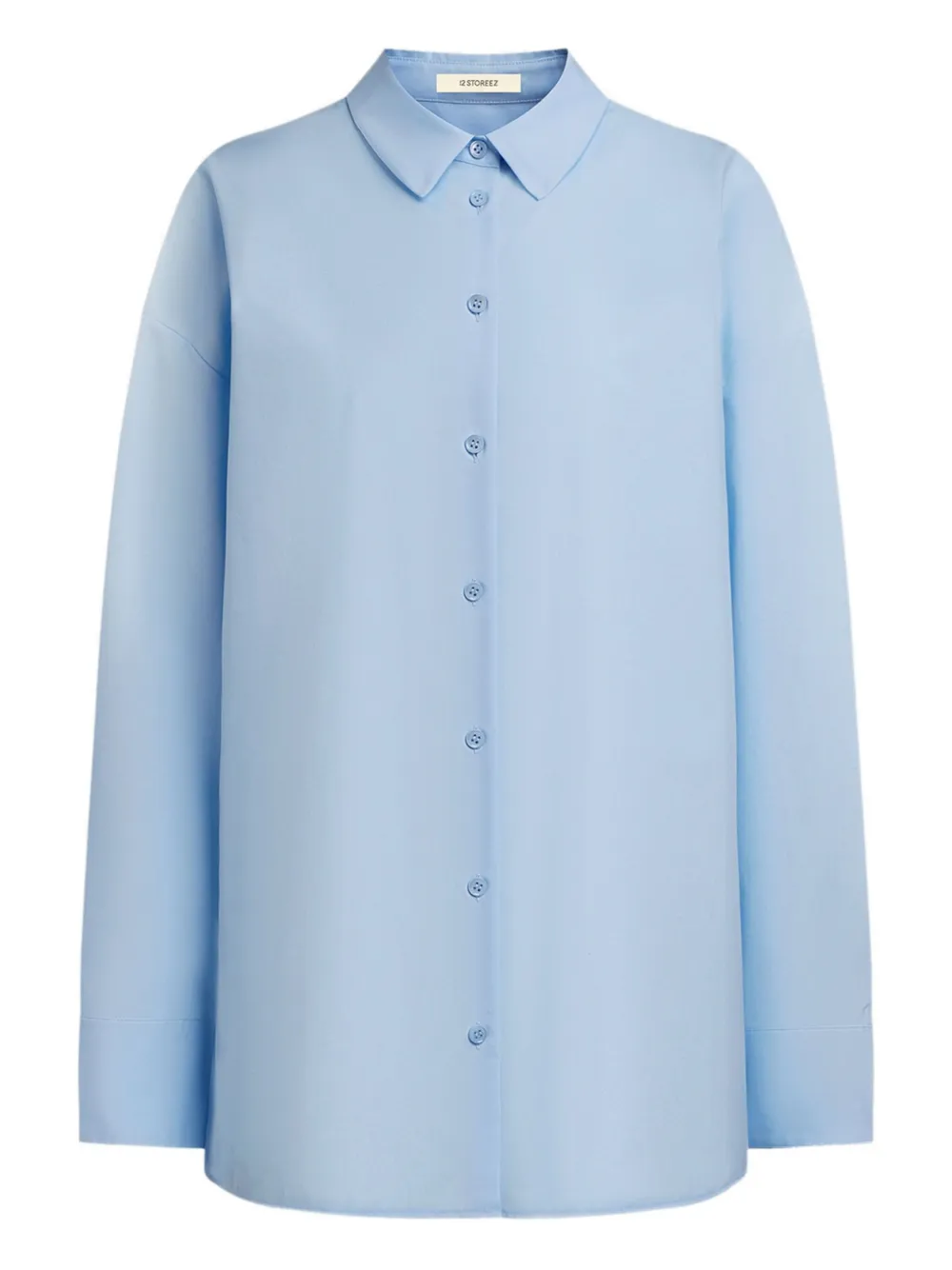 12 Storeez Mercerised-cotton Shirt In Blue