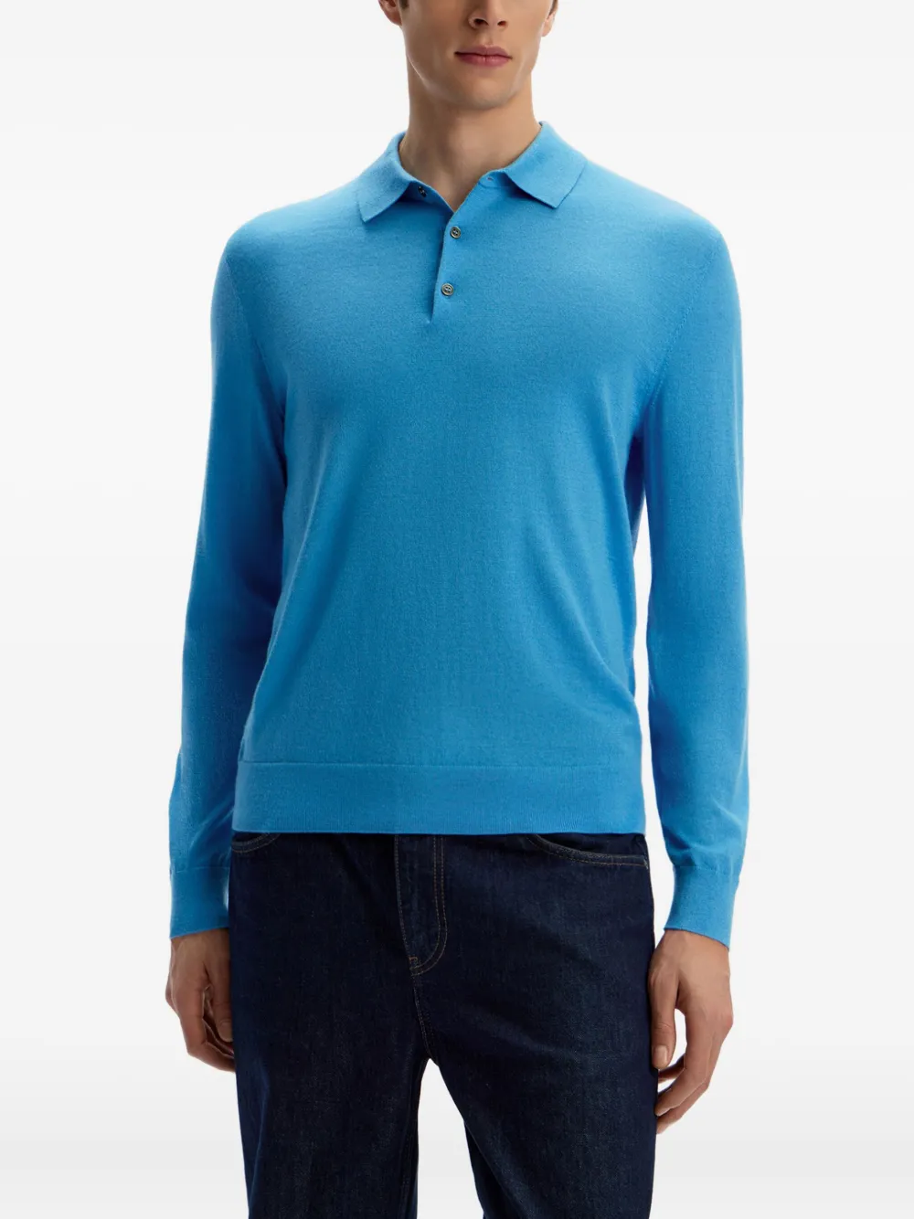 12 STOREEZ Gebreid poloshirt Blauw