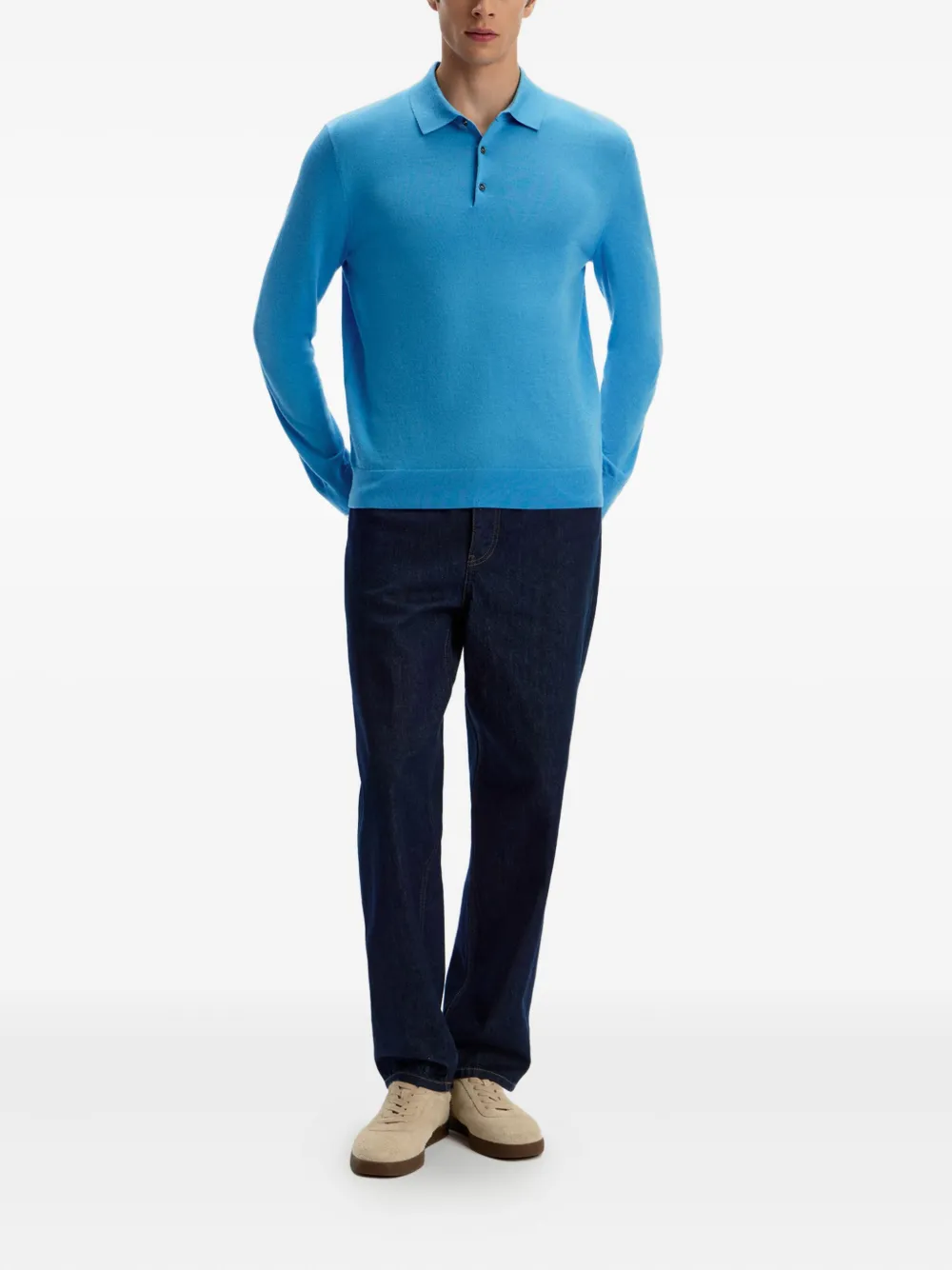 12 STOREEZ Gebreid poloshirt - Blauw