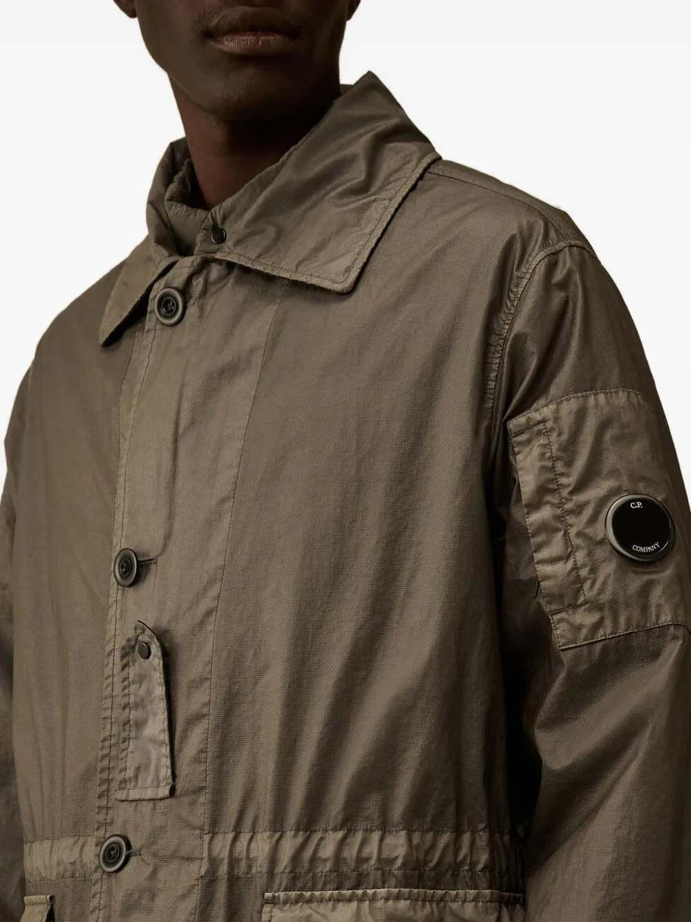 C.p. Company Button Patch-pocket Coat In Gray