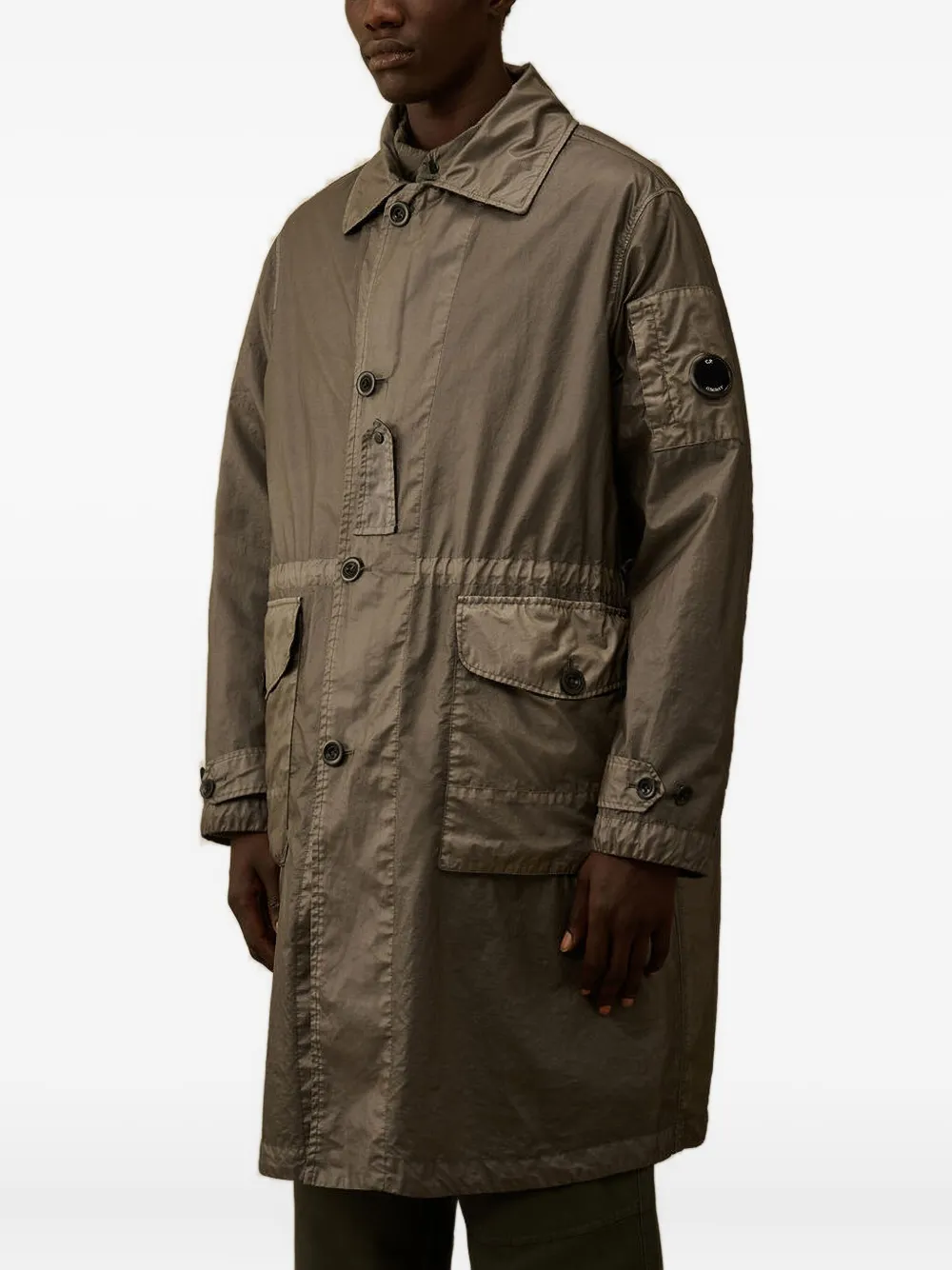 C.p. Company Button Patch-pocket Coat In Gray