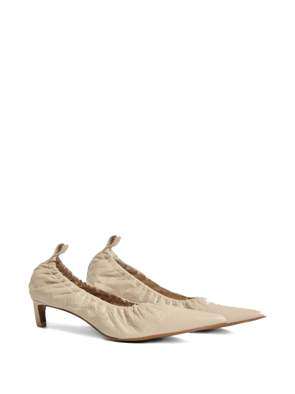 12 STOREEZ 40 mm leren pumps met gekreukt effect Beige