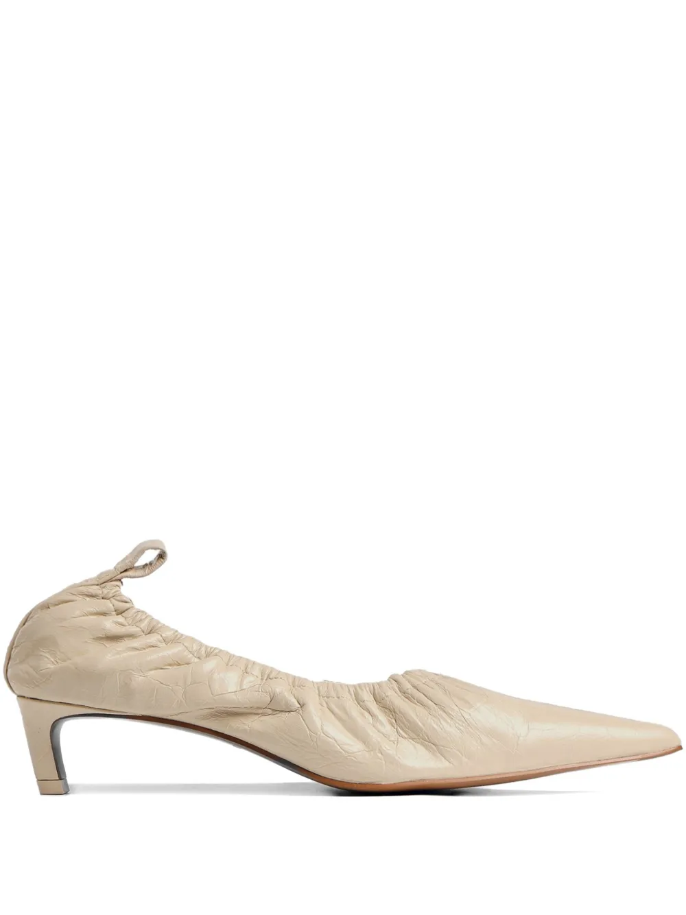 12 STOREEZ 40 mm leren pumps met gekreukt effect Beige