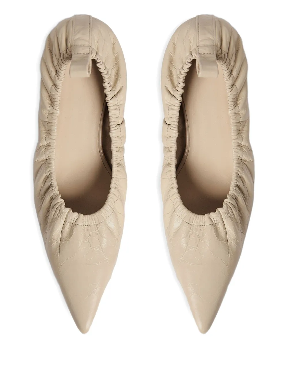 12 STOREEZ 40 mm leren pumps met gekreukt effect Beige