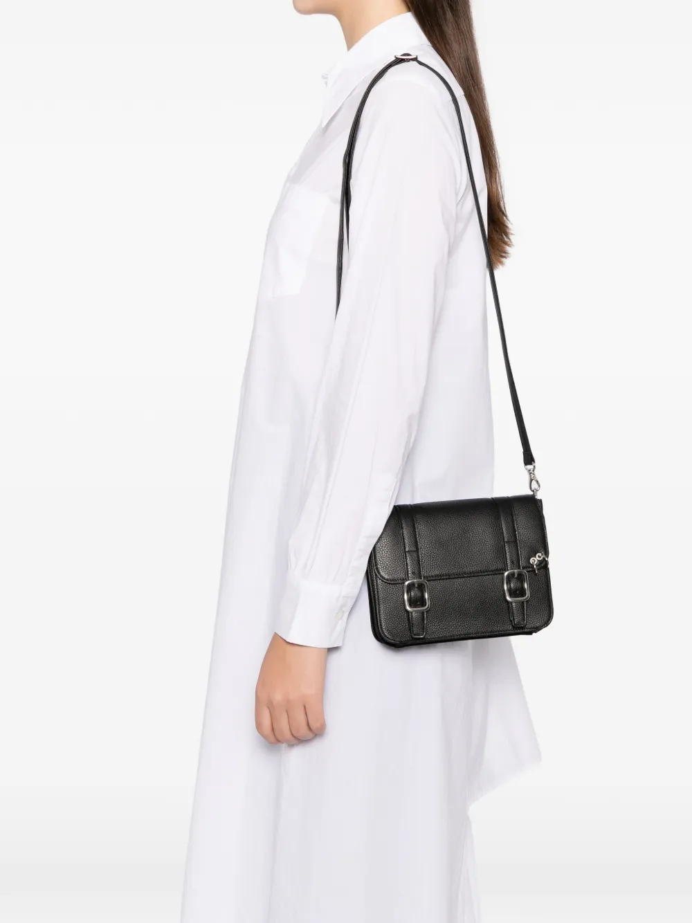 Yohji Yamamoto Leren schoudertas - Zwart