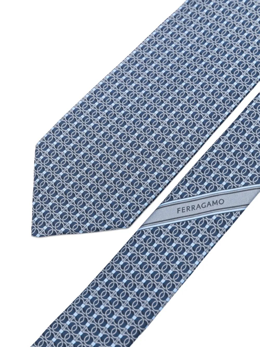 Ferragamo Patterned Silk Tie In Blue