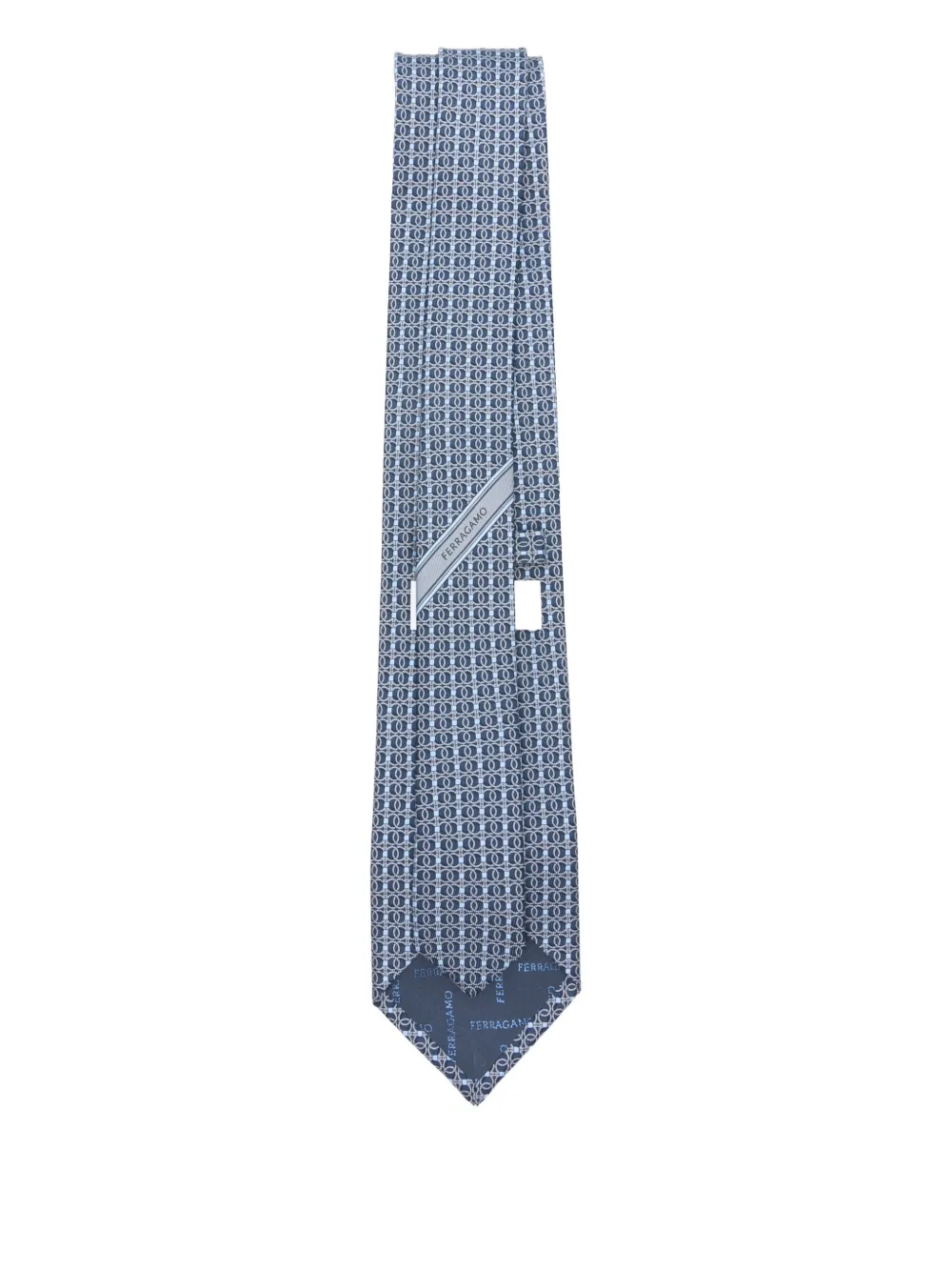 Ferragamo Patterned Silk Tie In Blue