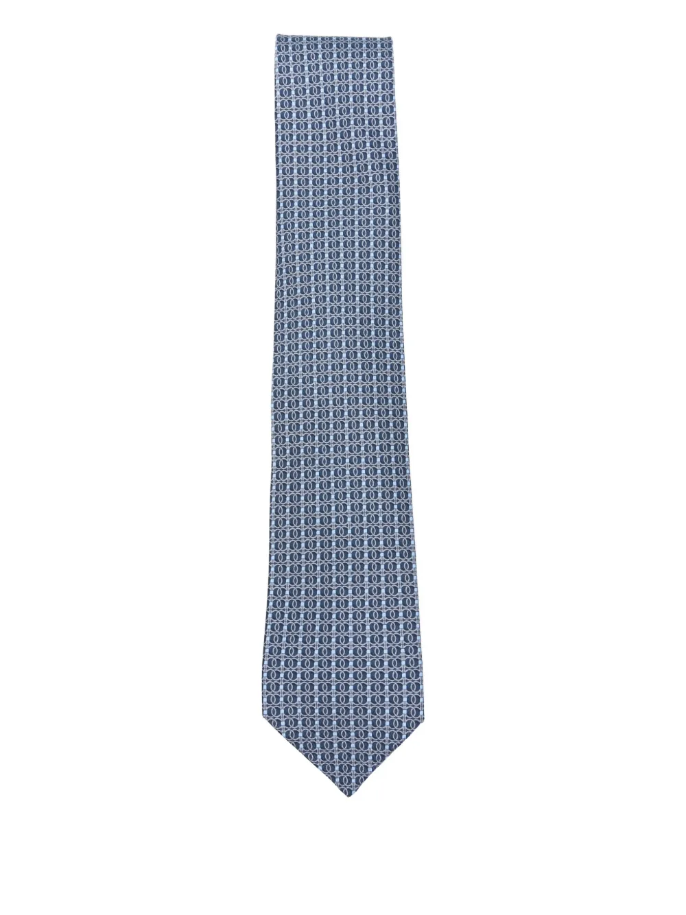 Ferragamo Patterned Silk Tie In Blue