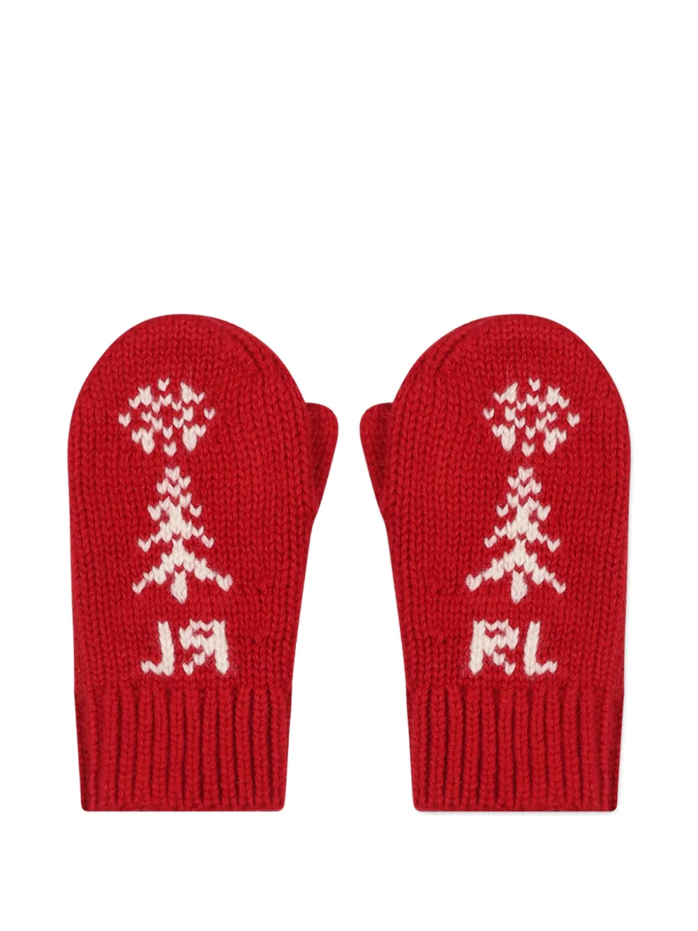 POLO RALPH LAUREN KIDS tree-detail gloves - レッド POLO RALPH LAUREN KIDS tree-detail gloves - レッド