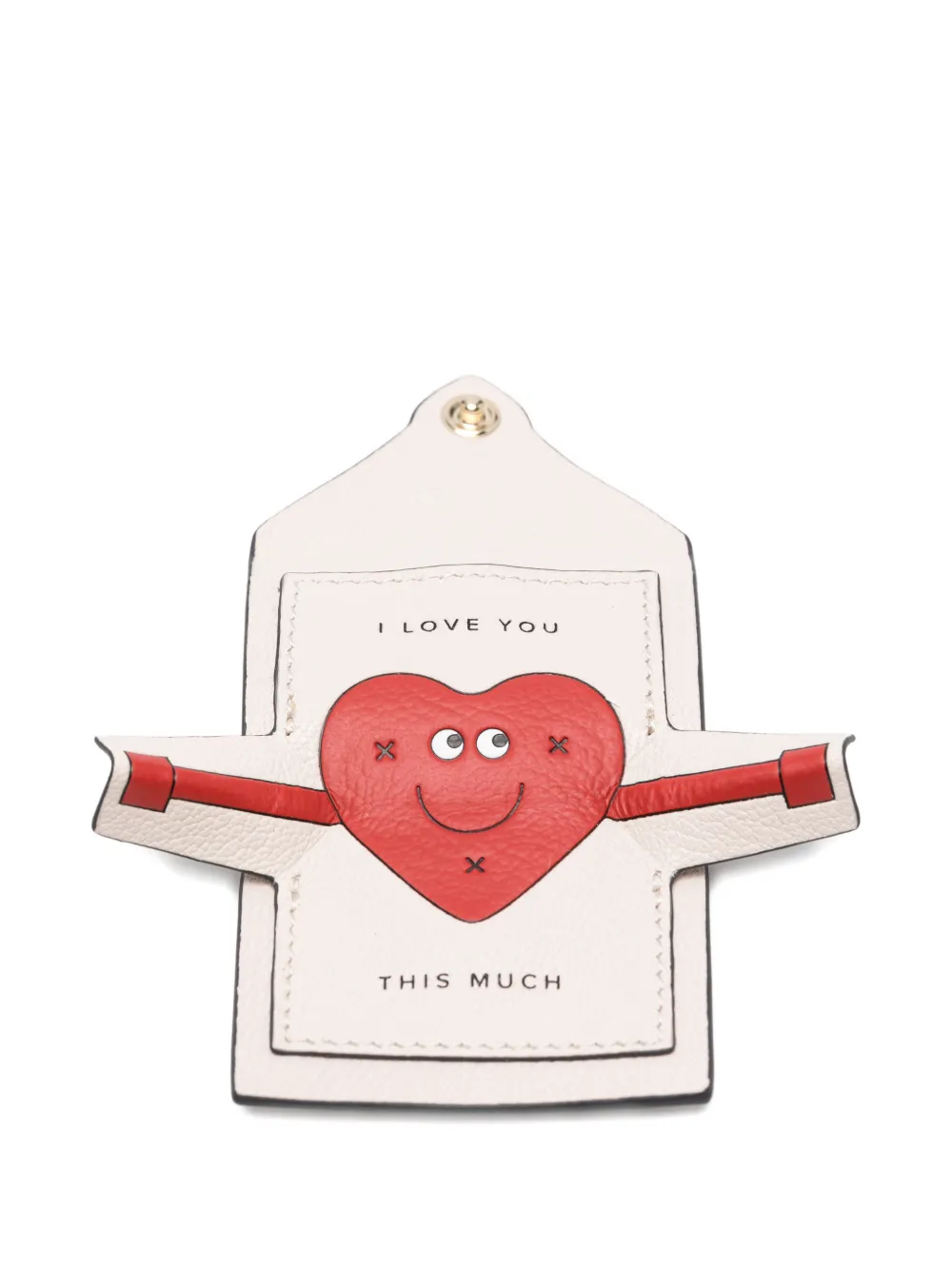 Anya Hindmarch I Love You leren sleutelhanger Beige