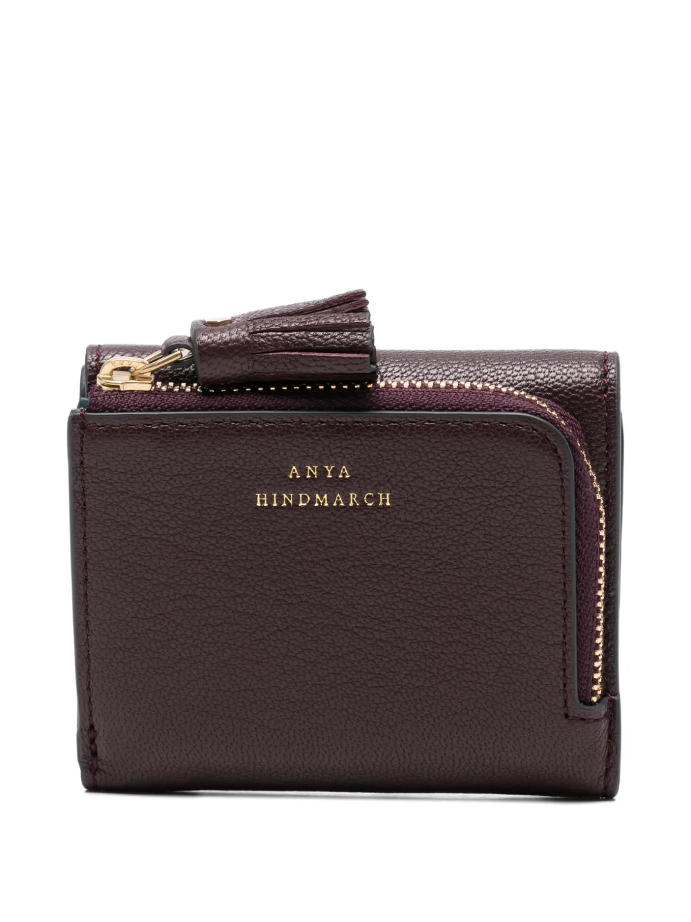 Anya Hindmarch Peeping-eyestassel Trifold Leather Wallet In Brown