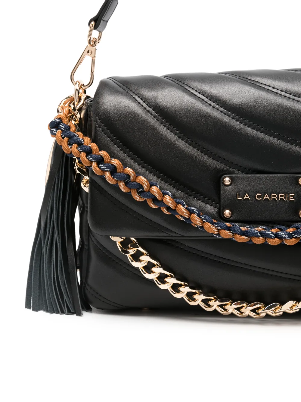 La Carrie Stehy Quilted Chain Shoulder Bag In Black