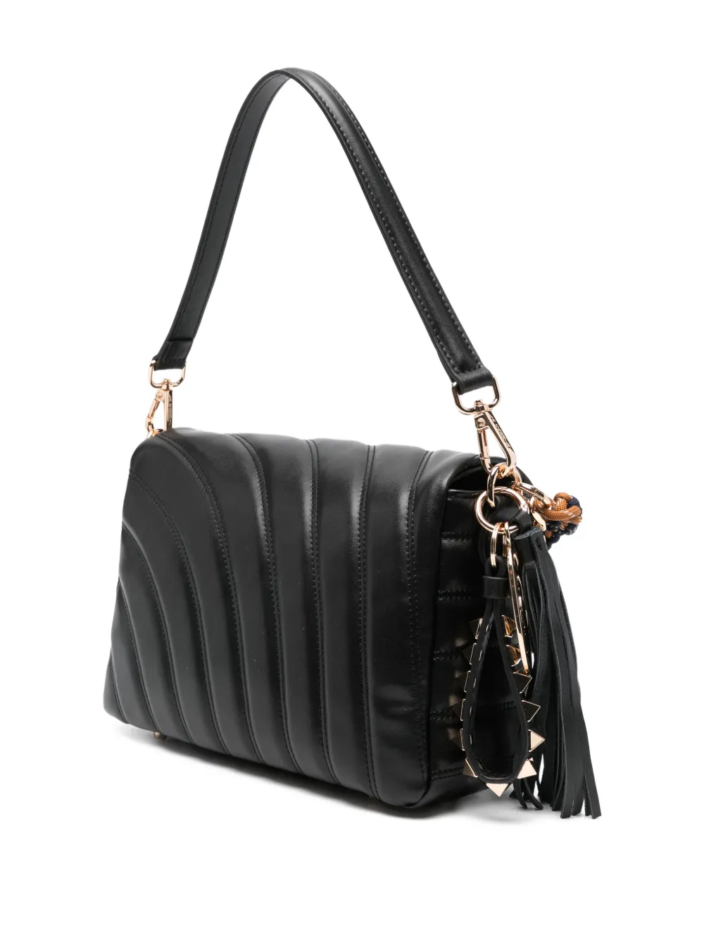 La Carrie Stehy Quilted Chain Shoulder Bag In Black