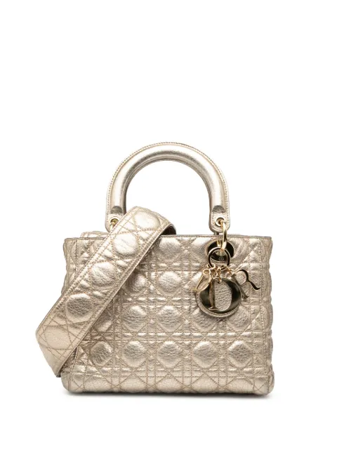 Christian Dior Pre-Owned bolsa satchel Cannage Supple Lady Dior mediana de piel de becerro granulada y metalizada 2017