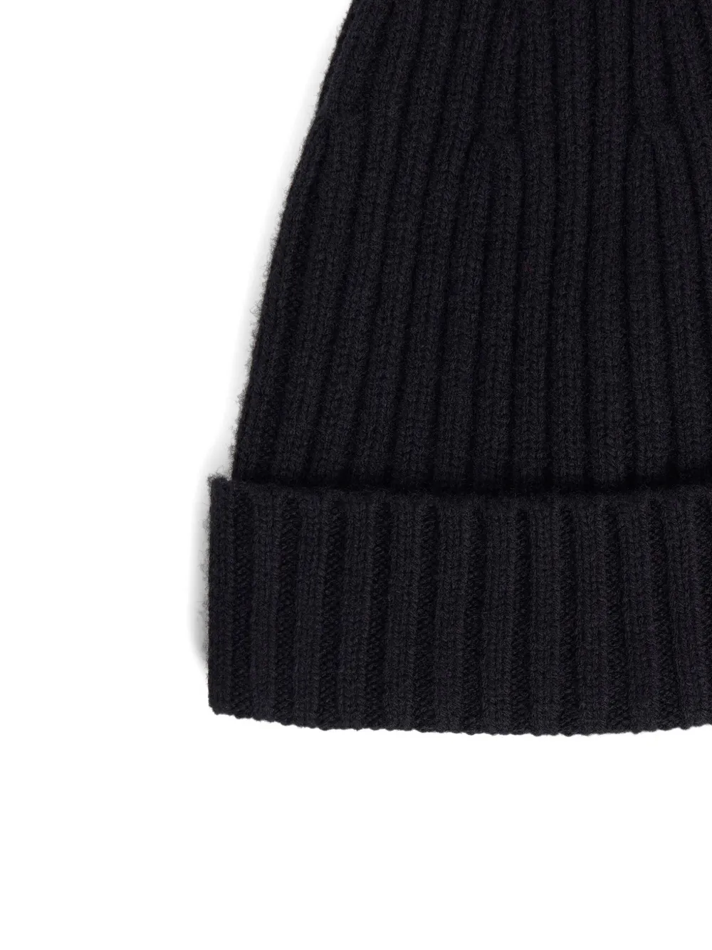 12 Storeez Ribbed Wool Beanie Hat In Black