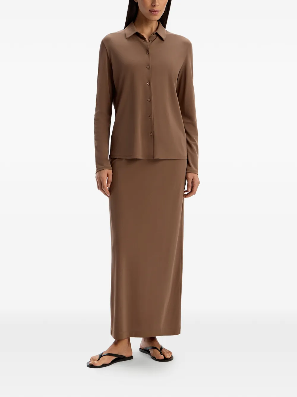 12 STOREEZ Midi-rok met split Bruin