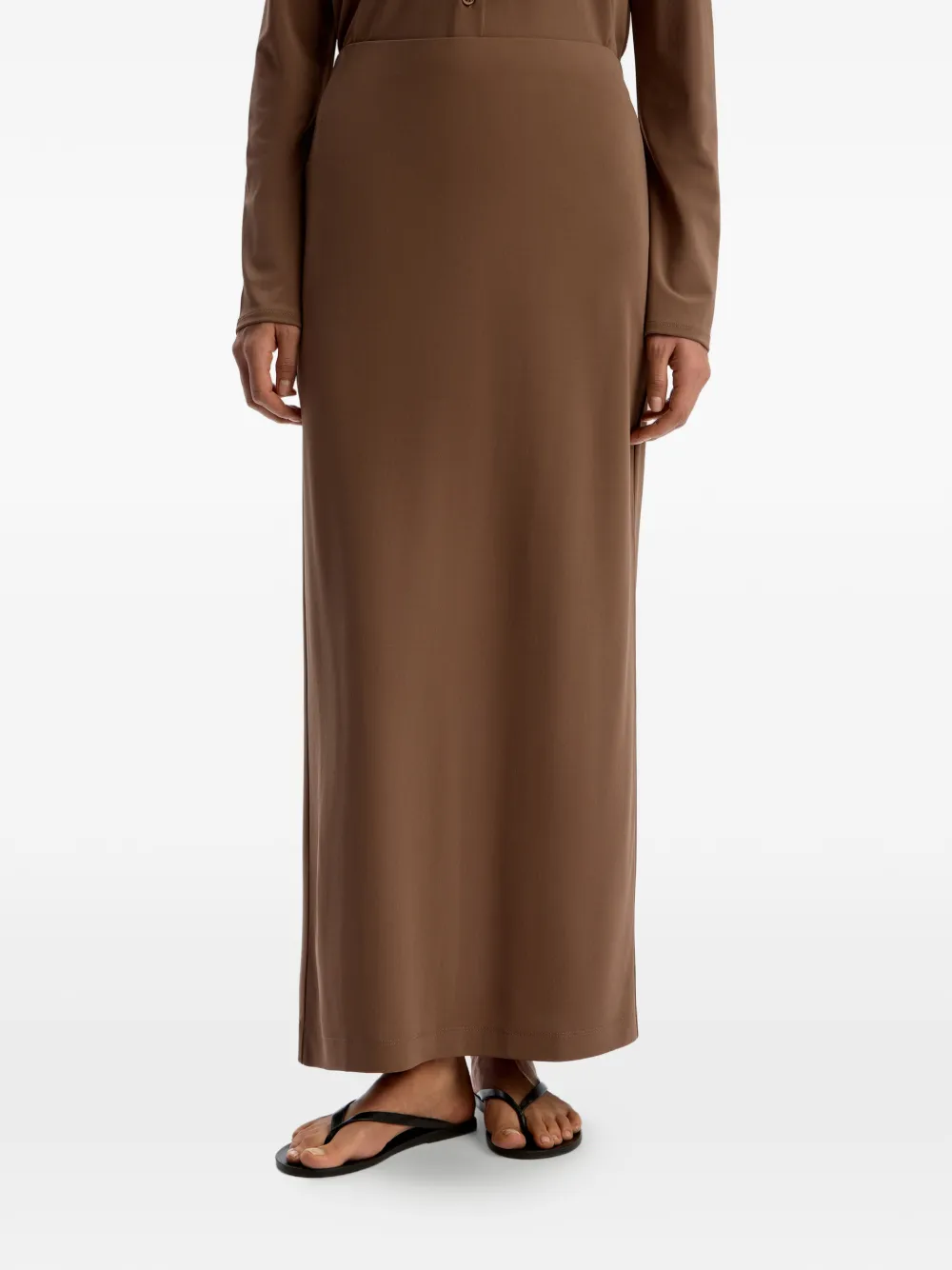 12 STOREEZ Gonna midi con spacco - Marrone