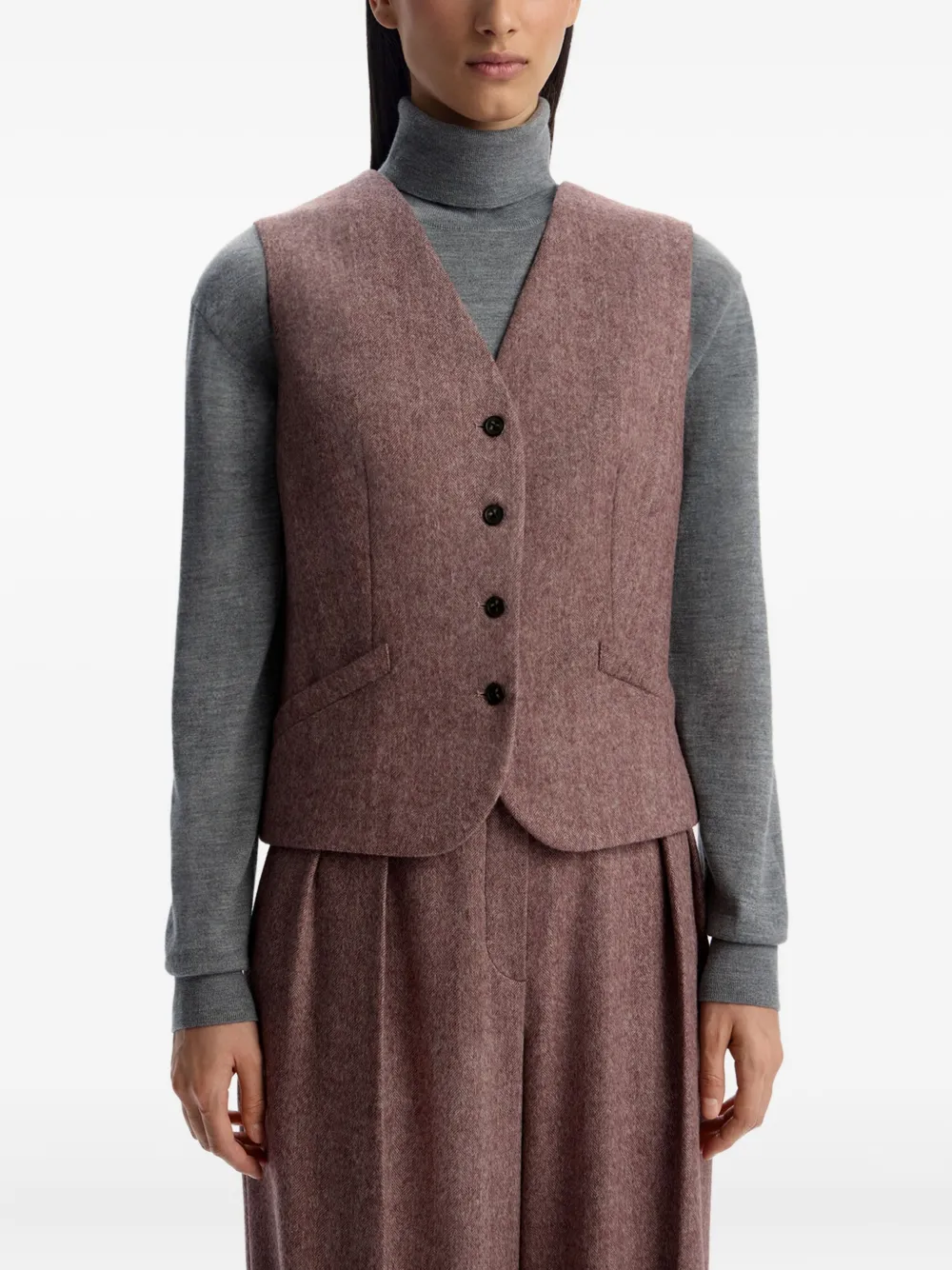 12 STOREEZ Gilet met V-hals Rood