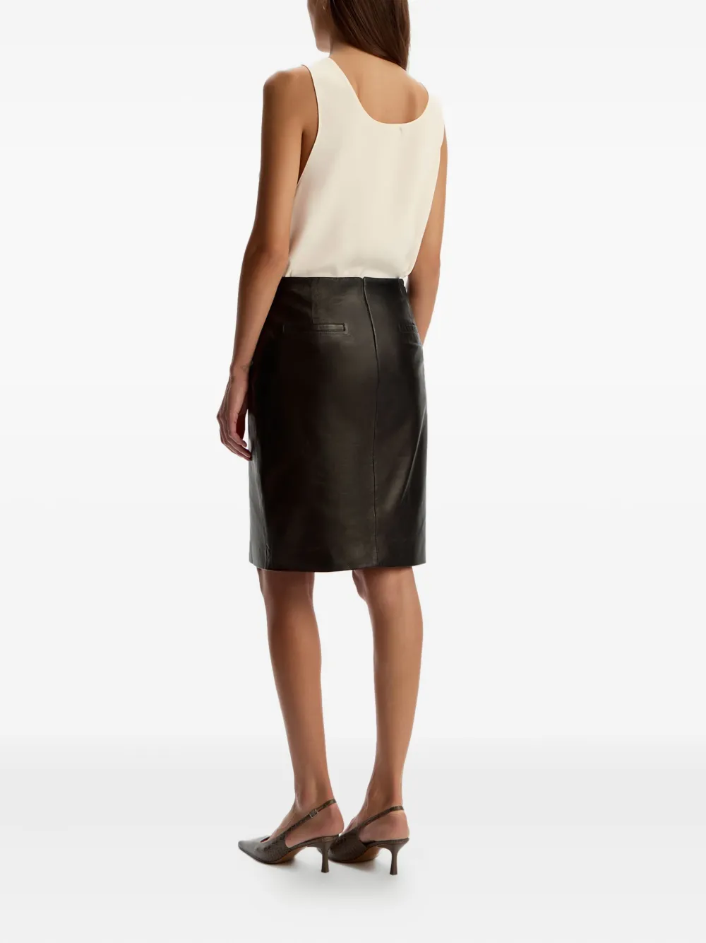 12 Storeez Front-slit Leather Skirt In Black