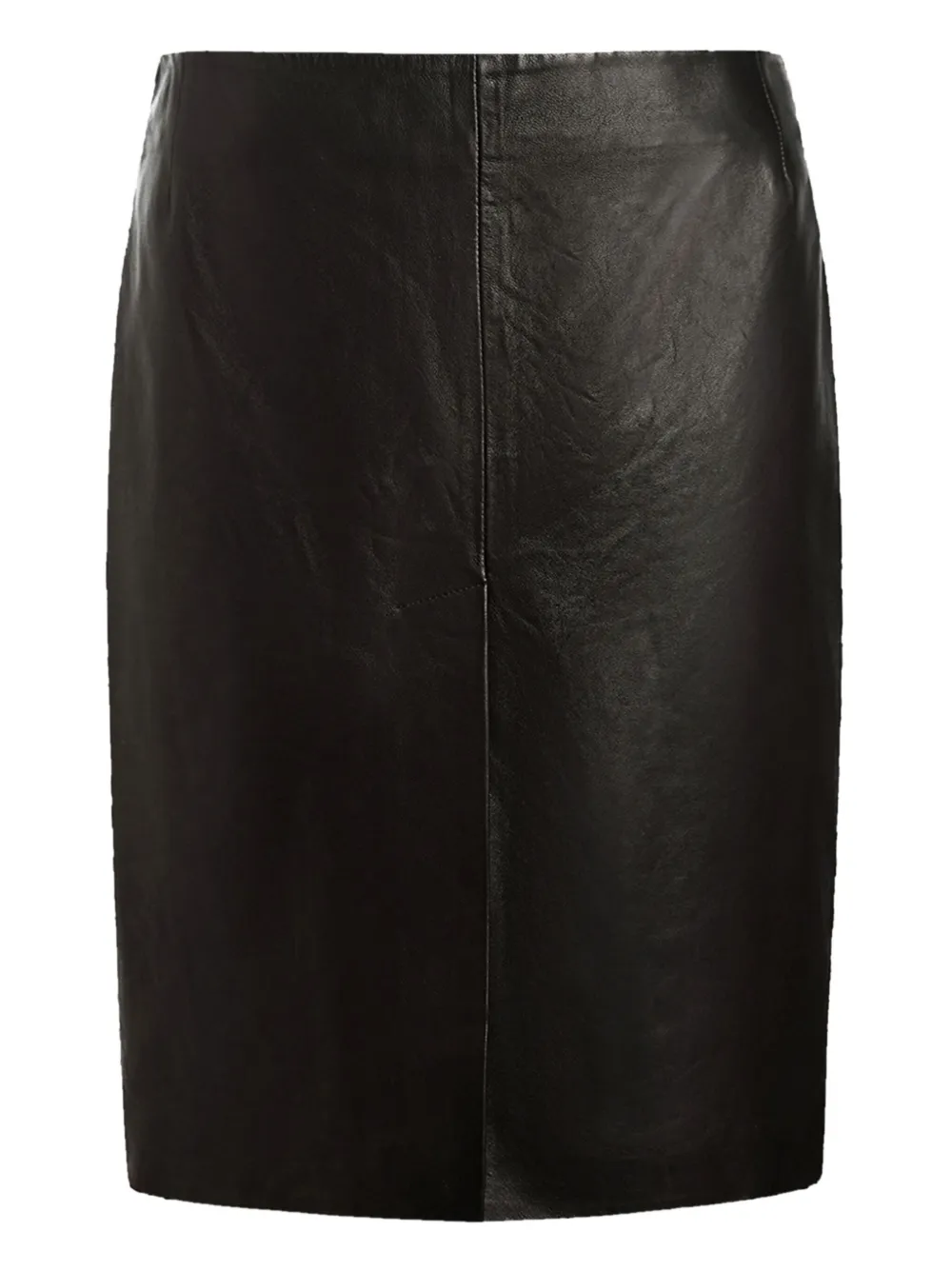 12 STOREEZ front-slit leather skirt - ブラック