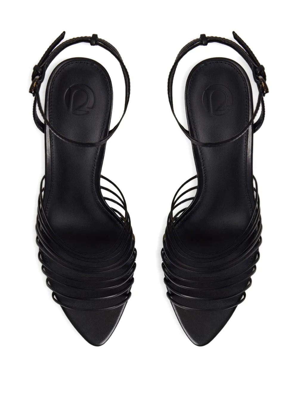 12 Storeez 80mm Strappy Leather Sandals In Black