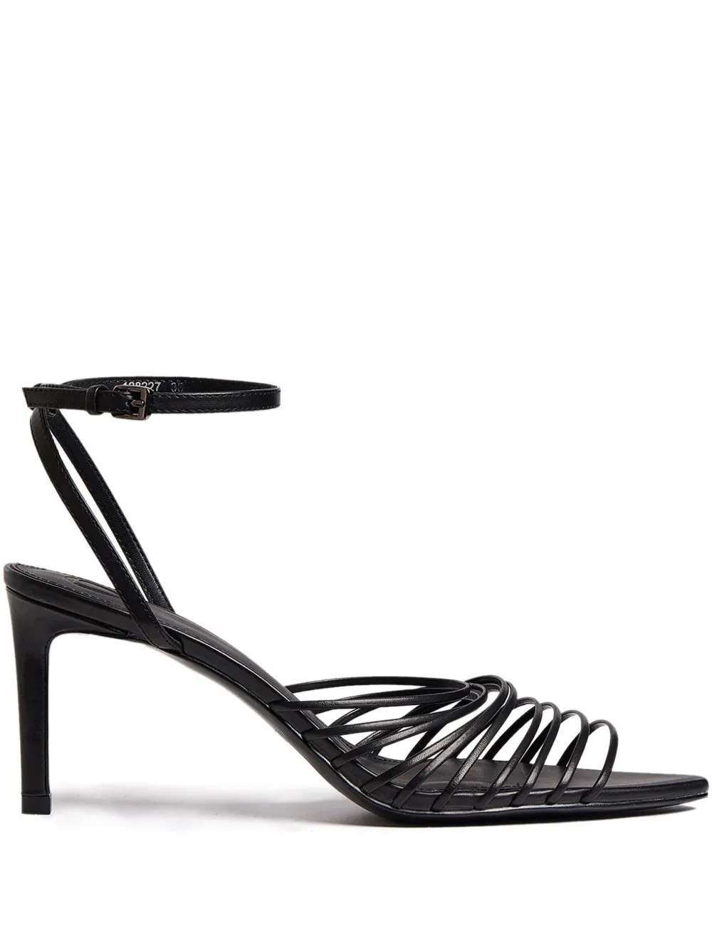 12 Storeez 80mm Strappy Leather Sandals In Black