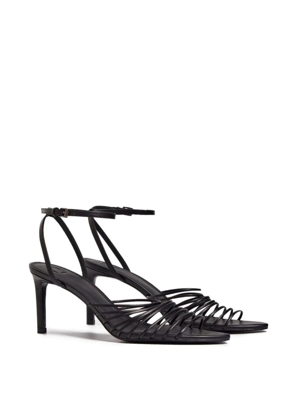 12 Storeez 80mm Strappy Leather Sandals In Black