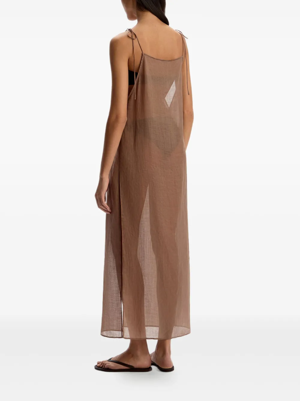 12 STOREEZ Jurk met gestrikte bandjes Bruin